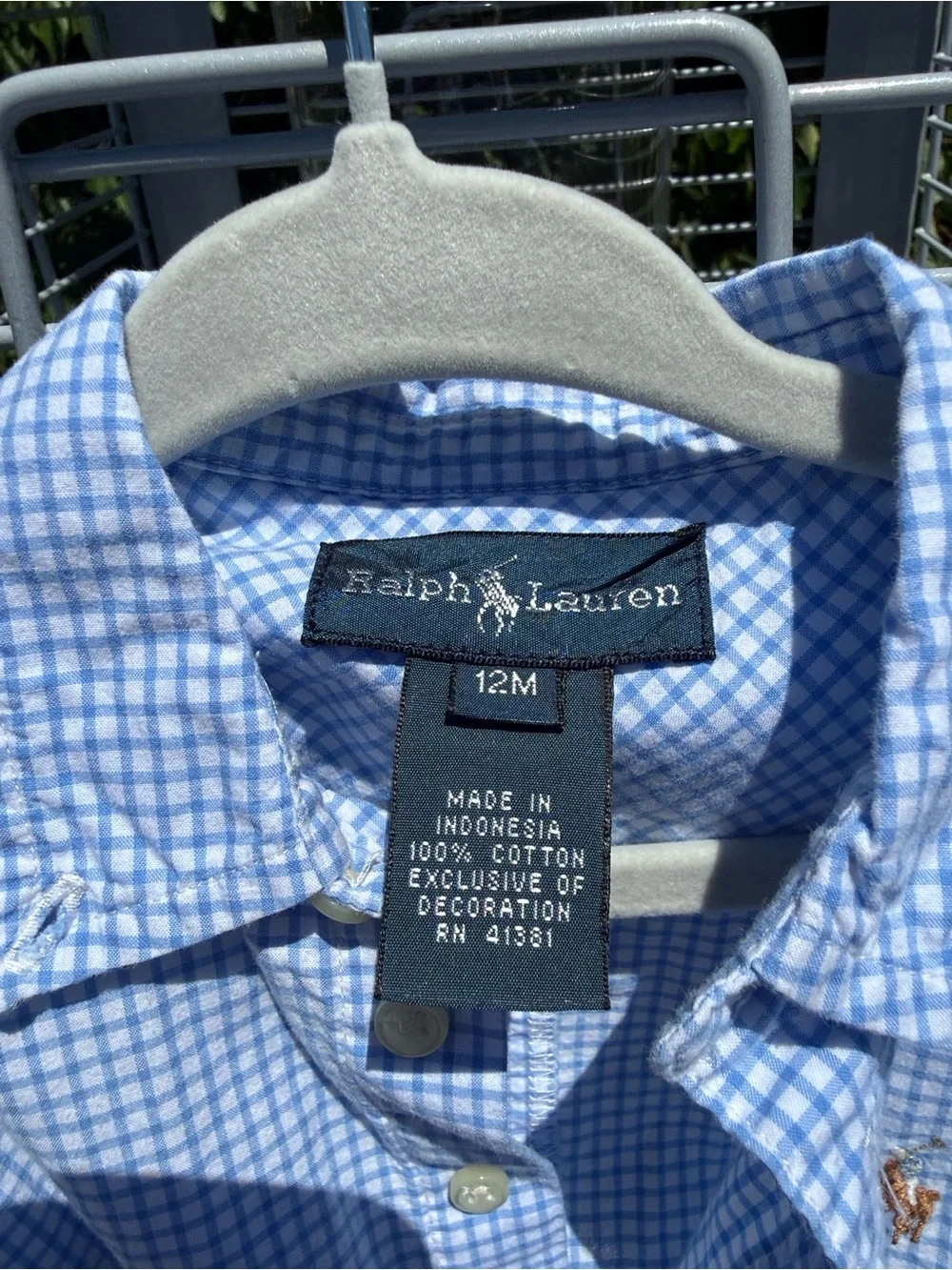 Ralph Lauren Light Blue Gingham Button-Front Kids Shirt